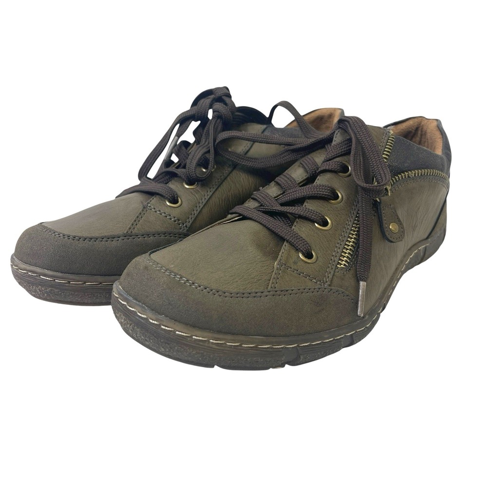 Spring Step Elva Brown Comfort Sneaker‎ Womens EU41 US10 Anti-Slip Side Zipper